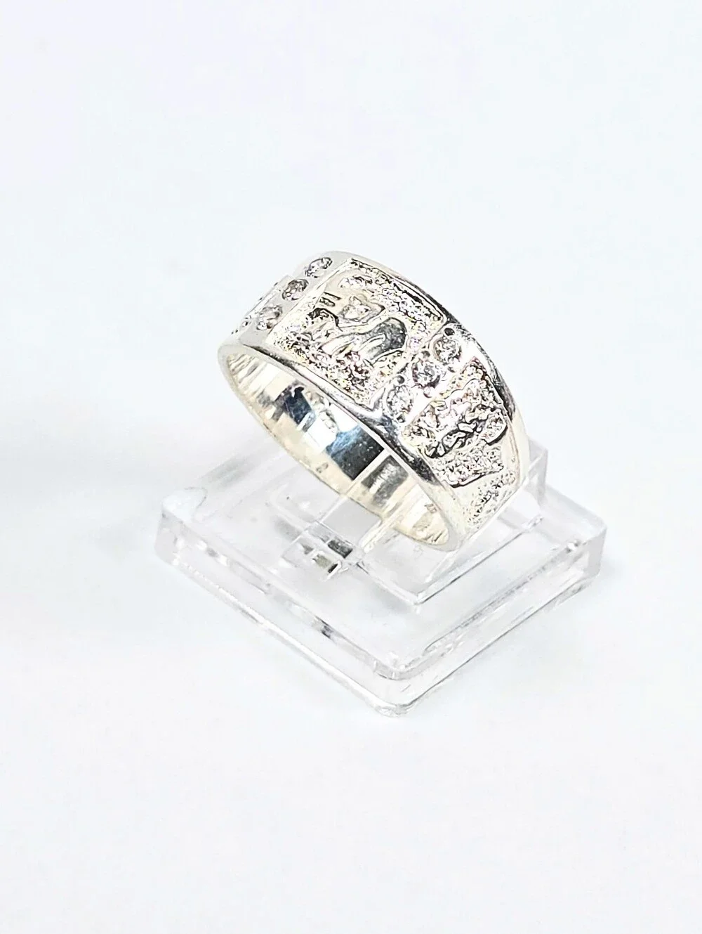 Lucky Symbols Wide Band Ring CZ 925 Sterling Silver Anillo de la Suerte